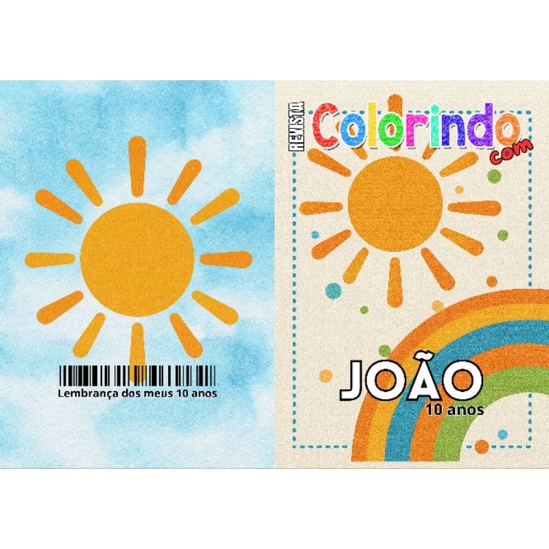 Revista de Colorir RAIO DE SOL MENINO Personalizada Lembrancinha Festa Infantil Todos os Temas Livro