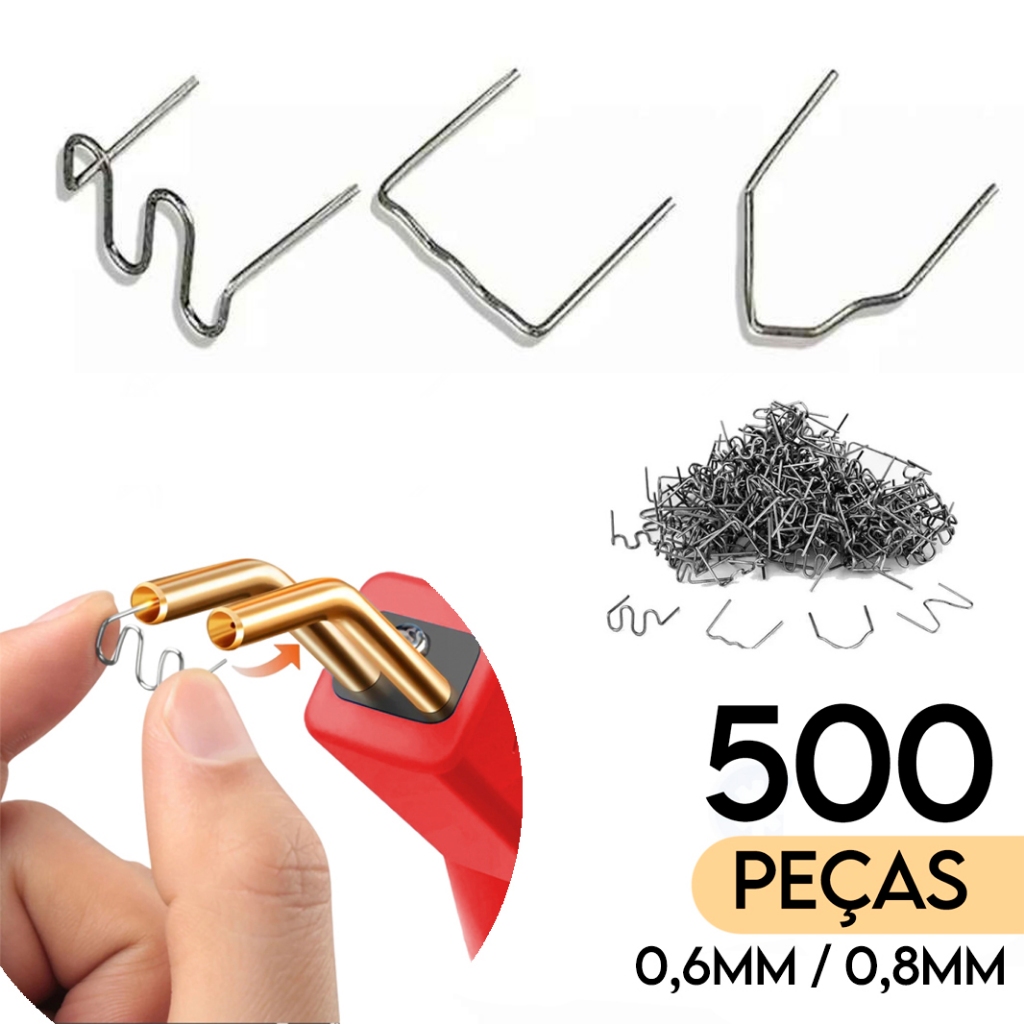 Jogo 500 Grampos Para Soldador de Parachoque 4 Modelos Diferentes