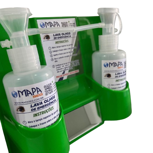 Kit Lava olhos de emergência Parede 2 duchas 500ml