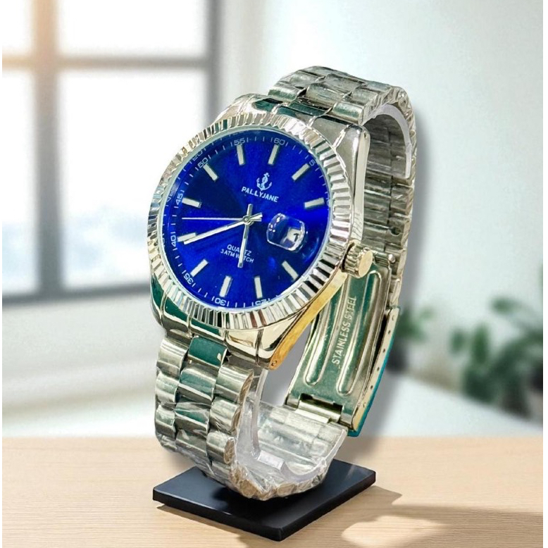 Relógio Masculino Pallyjane Azul Luxo Aço Inox Data Prova d’Água Estilo Executivo em Oferta na Shopee