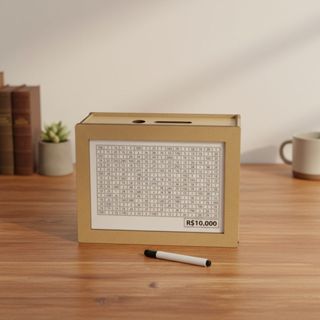 Cofrinho Japonês MDF Desafio 10 Mil Cofre de Economia com Caneta de Brinde em Oferta na Shopee