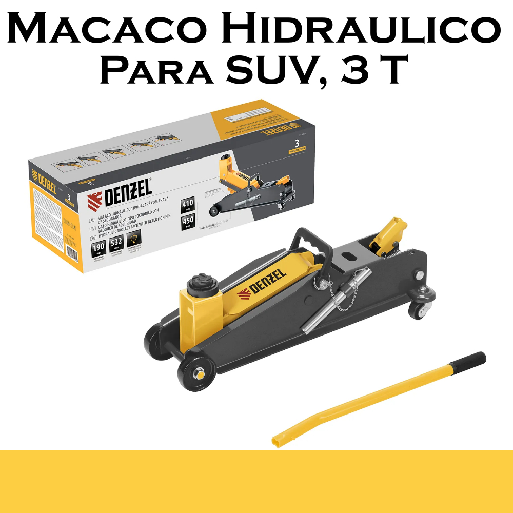 Macaco Hidraulico Com Trava, Tipo Jacare 3 T,SUV / DENZEL Macaco Hidraulico Com Trava, Tipo Jacare 3 T,SUV / DENZEL