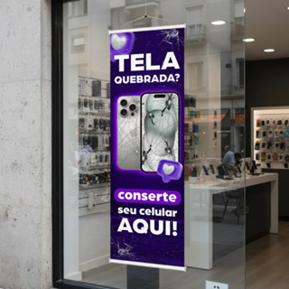 Banner Lona Assistência Técnica Conserto Manutenção Celular SmartPhone Iphone Tela Quebrada 100x30 em Oferta na Shopee
