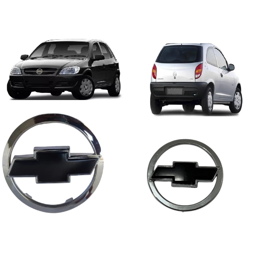 Emblema Chevrolet Grade DIANTEIRO TRASEIRO p/Mala Celta 2007 2008 2009 2010 2011 PRETO