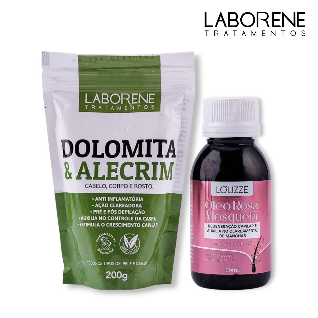Kit Clareador Dolomita & Alecrim + Óleo Rosa Mosqueta Clareamento 200g + 60ml - Laborene