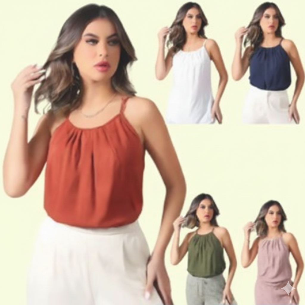 Blusinhas Alça Fresquinha Verão Bata Soltinha Qualidade Premium Feminina Estilosa Blogueira