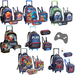 KIT ESCOLAR DO MOCHILA RODINHA MASCULINO INFANTIL-SEANITE
