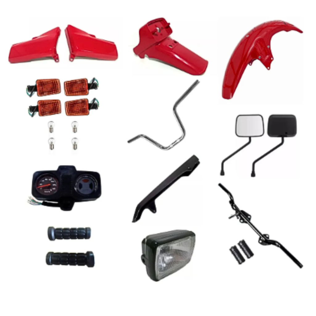 Paralama Cg 125 83 84 85 Vermelho Rabeta Guidão Painel Farol