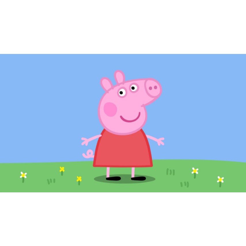 Painel Peppa Pig Feliz Brincando retangular de lona para decoração de festa de aniversário infantil. Várias medidas.