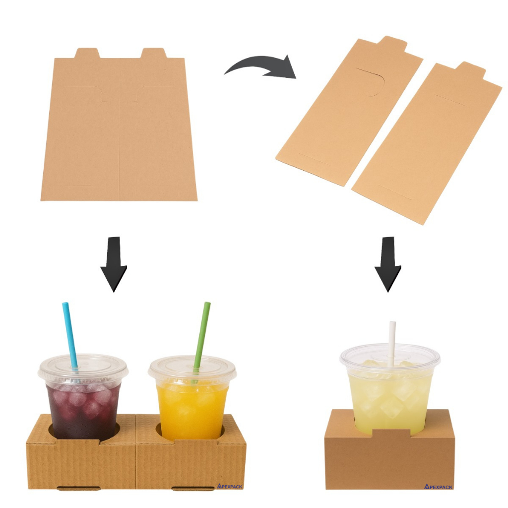 50un Suporte Porta Copos Duplo ou 100un Individual Papelão Delivery — imagem 2 de 2