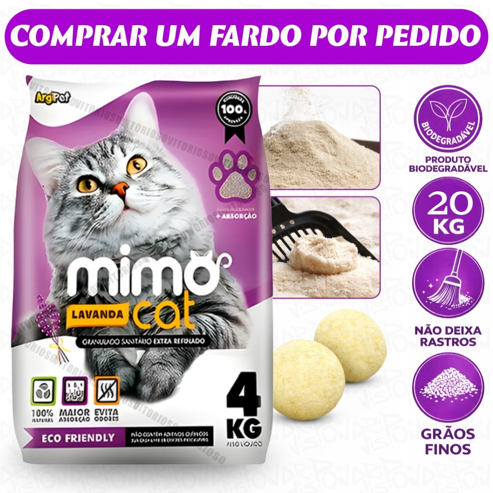 Kit Fardo 5 Pacotes de Areia Sanitária Forma Torrões Granulado Perfumado Com Alta Absorção Premium Perfumada Lavanda