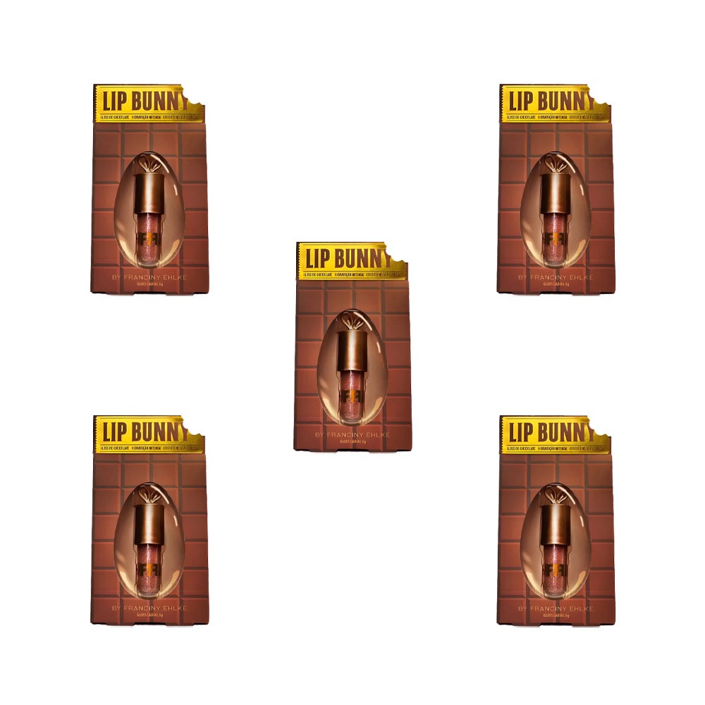 Kit 5 Gloss Lipbunny De Chocolate Francine Brilho e Hidrata