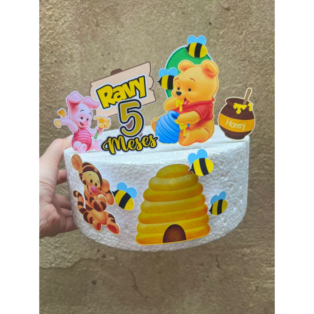 Topo de Bolo Personalizado 3D – Ursinho Pooh / Lembrancinha para festa / papelaria personalizada