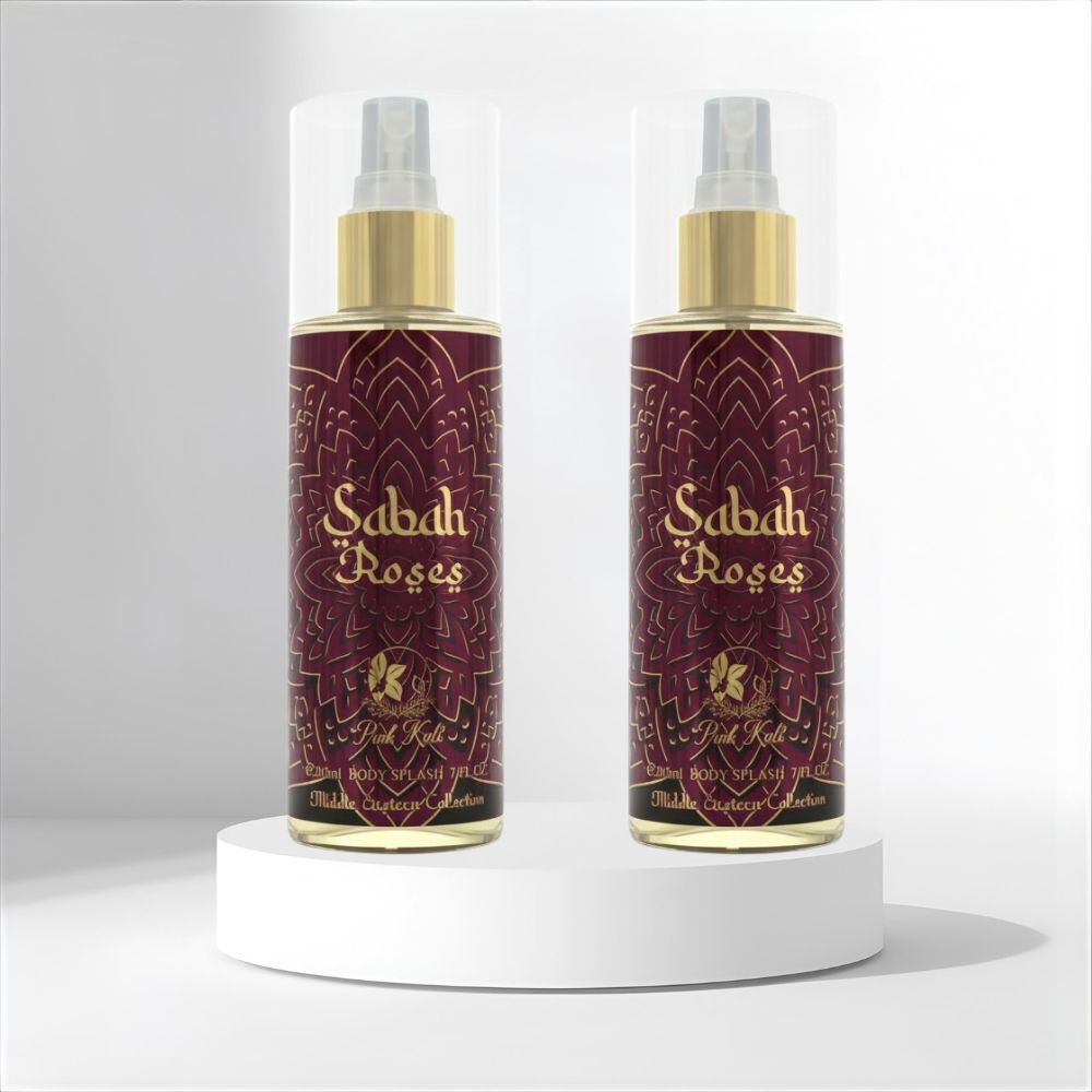 Kit (02 unidades) Sabah Roses 200ml Body Splash Árabe PINK KALI portátil presente feminino Original