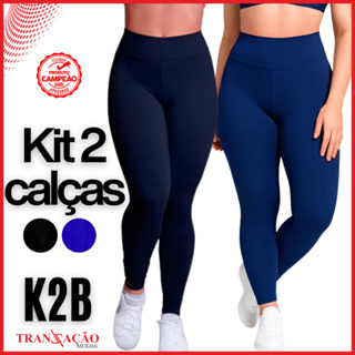 Kit Duas Calça Legging K2B Feminina Tecido Grosso Cos Alto Não Fica Transparente FIDELMA Leg Academia Fitness em Oferta na Shopee