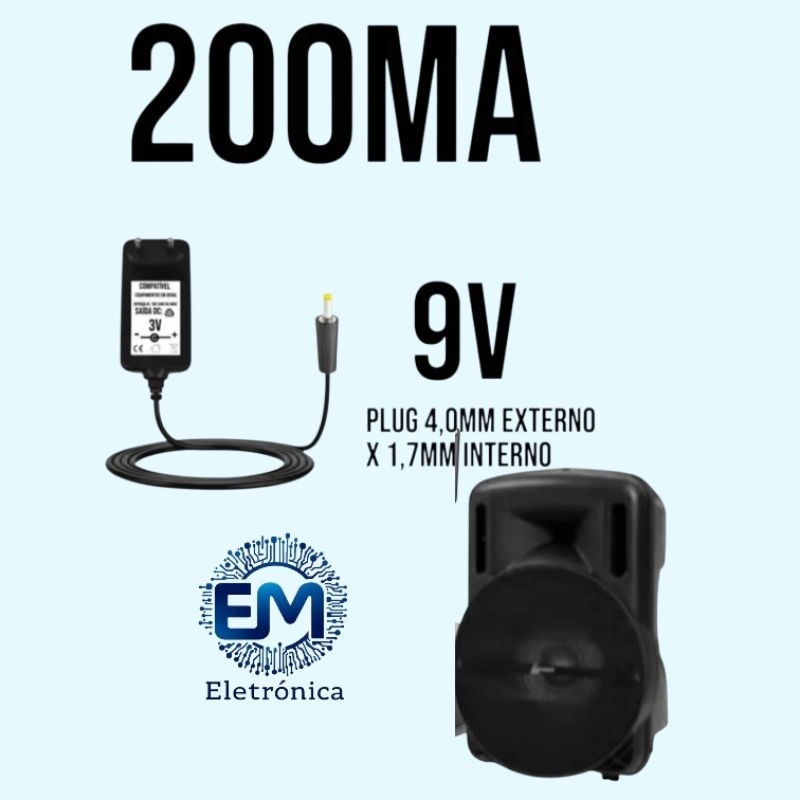 Fonte Alimentação 9V 2A Bivolt DC Plug P4 4.0×1.7mm Caixa Som em Oferta na Shopee