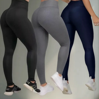 Kit 3 Calças Feminina Legging Grossa Para Academia Fitness Cós Alto em Oferta na Shopee