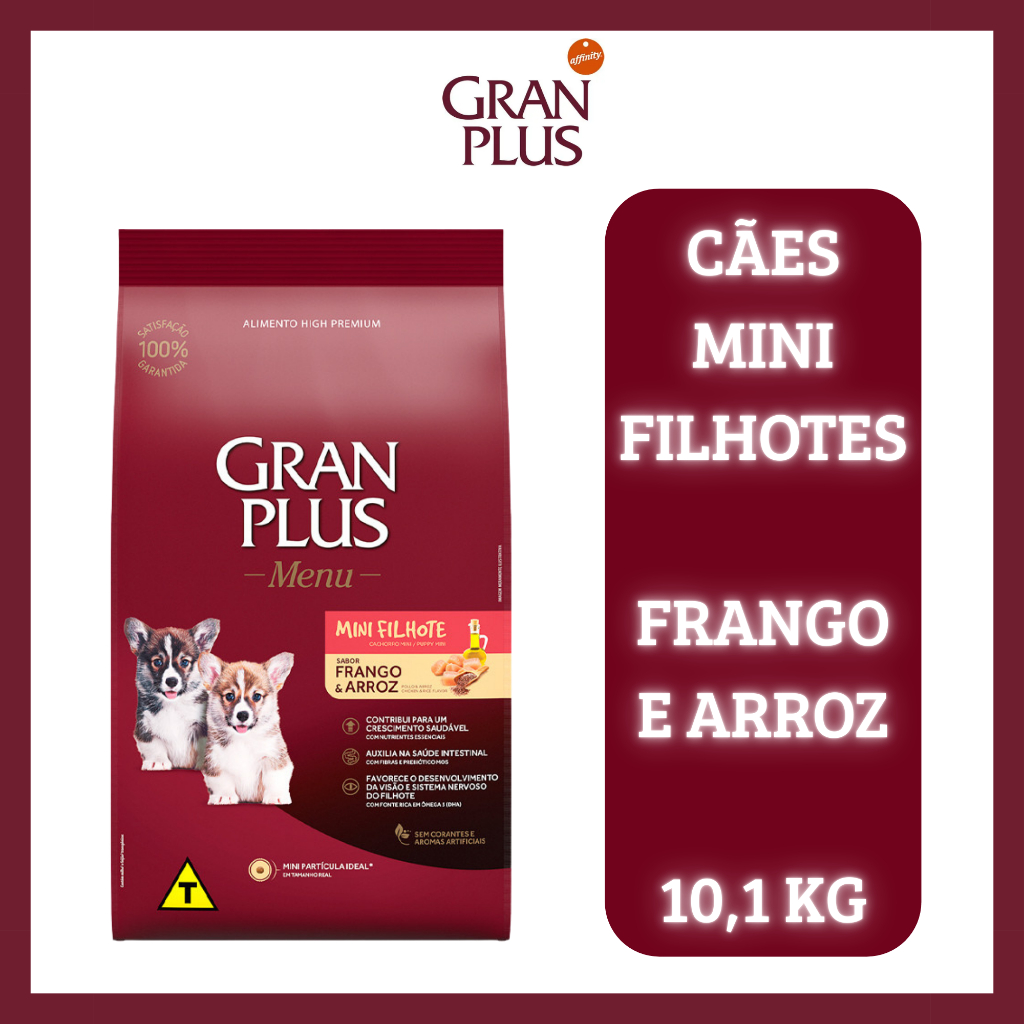 Ração Granplus Menu Cães Filhotes Raças Pequenas Sabor Frango - 10.1kg