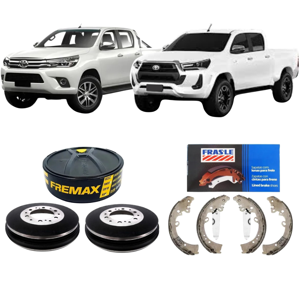 Kit Tambor De Freio Fremax + Sapata Frasle Traseira Hilux SR SRV SRX 2.7 2.8 2016 A 2023