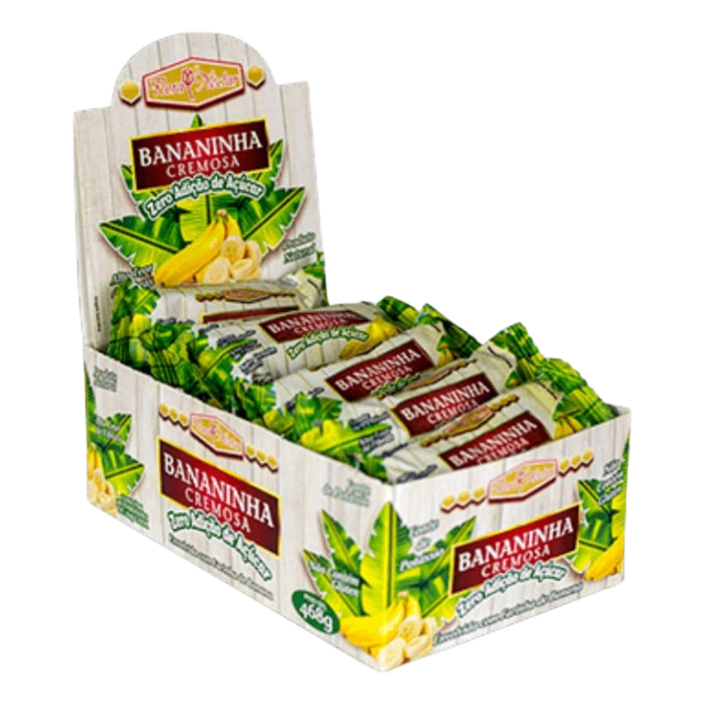 Display Bananinha Cremosa zero ad Açúcar 18un Flora Néctar em Oferta na Shopee