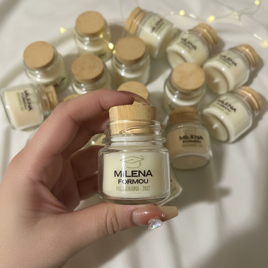 Kit Mini Velas Aromáticas Personalizadas  - Lembrancinha Casamento, Batizado, Chá de Bebê, Formatura
