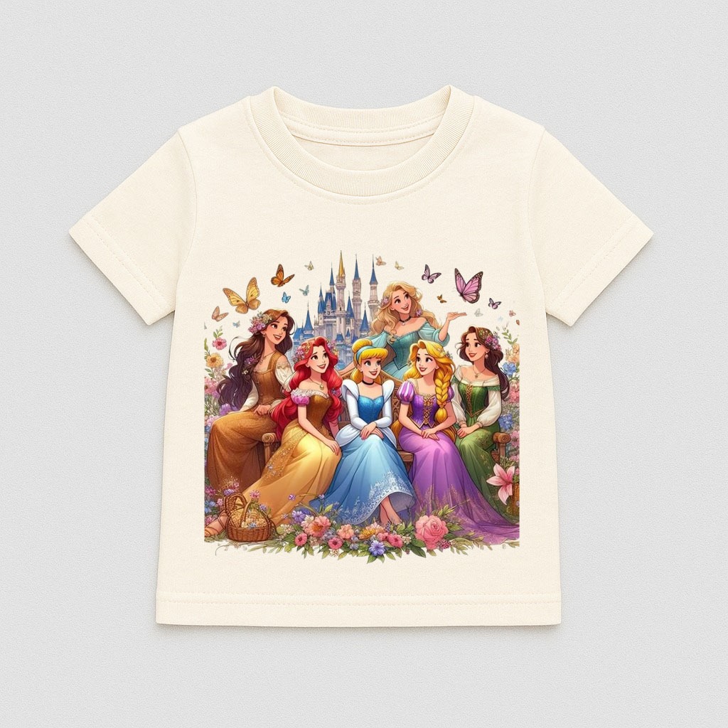 Camiseta Princesas da Disney T-Shirt Infantil Camisa 100% Algodão