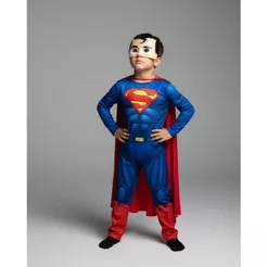 Fantasia Infantil Superman Longa Com Mascara De Plastico e Capa
