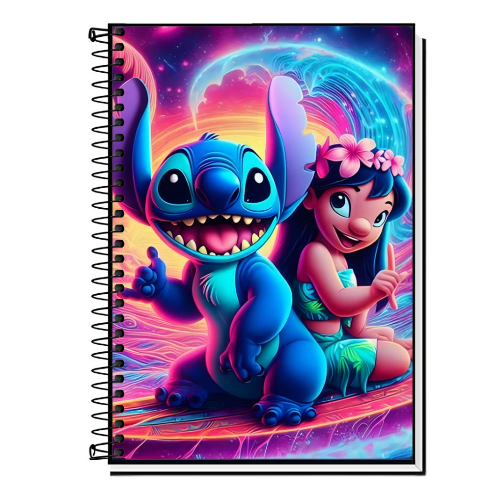 Caderno Stitch 2026  | Angel | Lilo e Amigos| Capa Dura & Espiral Resistente - 1,10,15 e 20 Matérias | Escolar | Fofo