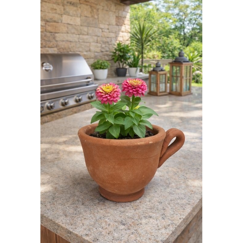 Vaso de Barro Modelo Xícara Nº 3 – Charme Artesanal para sua Decoração