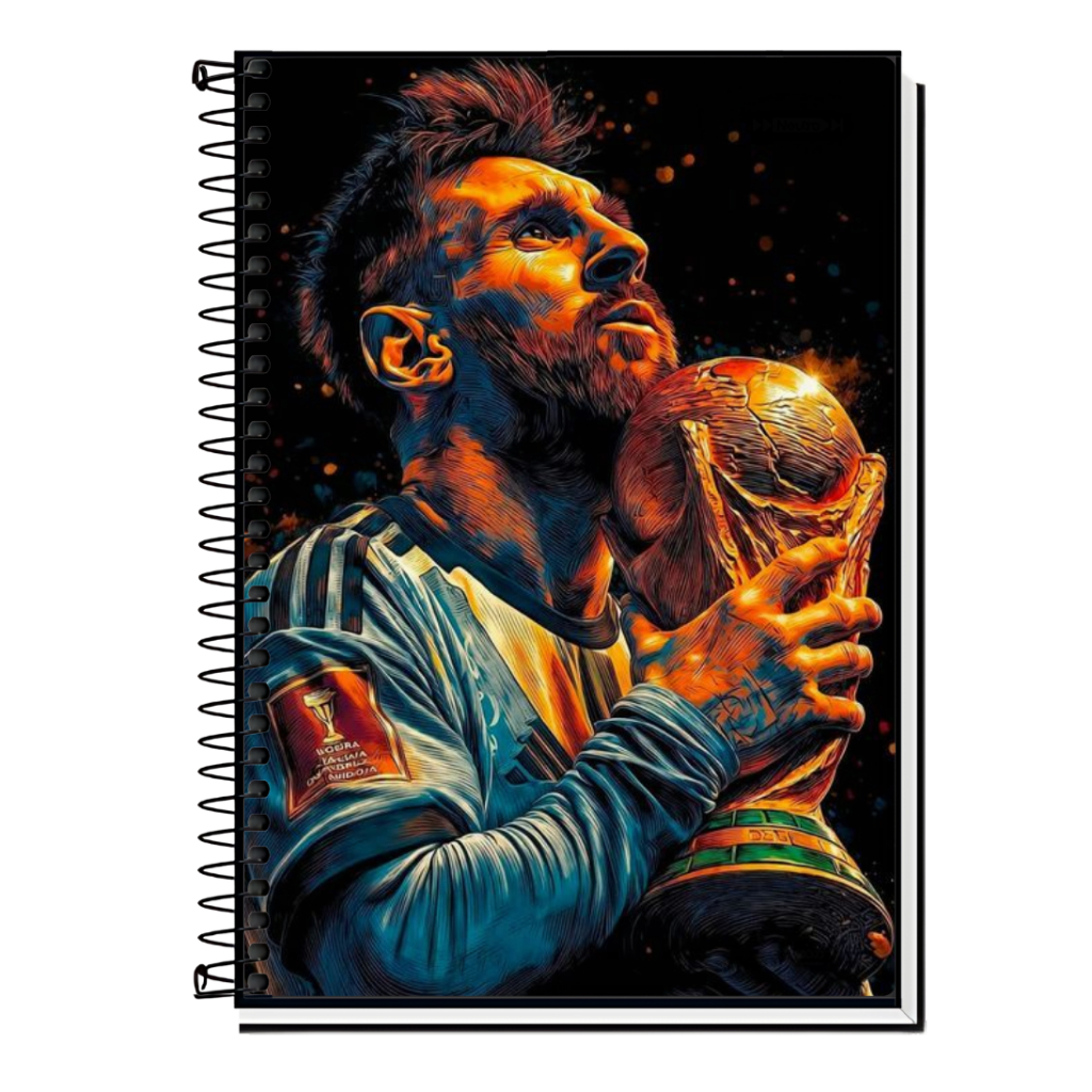 Caderno Universitário Messi | Goat | Futebol - Diversos Modelos | Capa Dura & Espiral - 1,10,15 e 20 Matérias em Oferta na Shopee