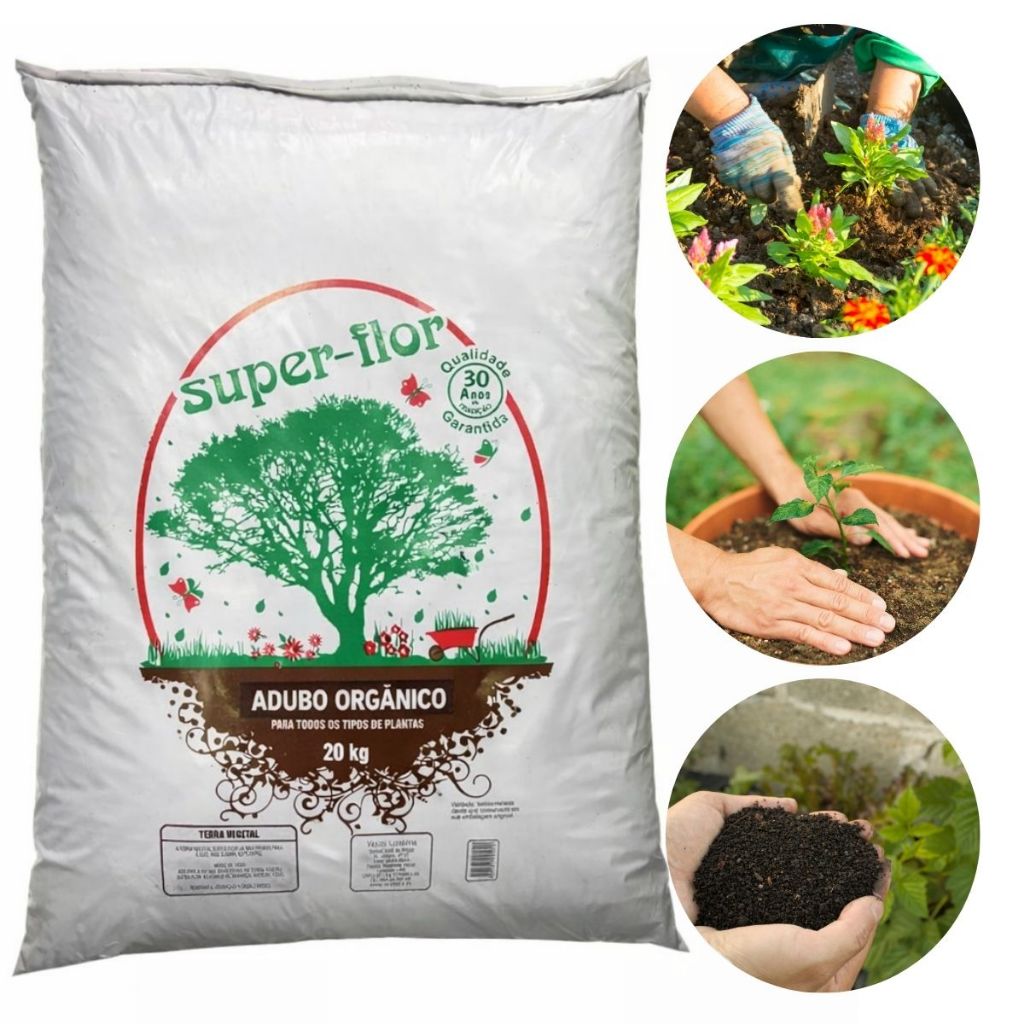 Adubo Orgânico Todo tipo de Planta Jardinagem Plantio Jardim Flores Vasos Adubação Floreiras 20Kg