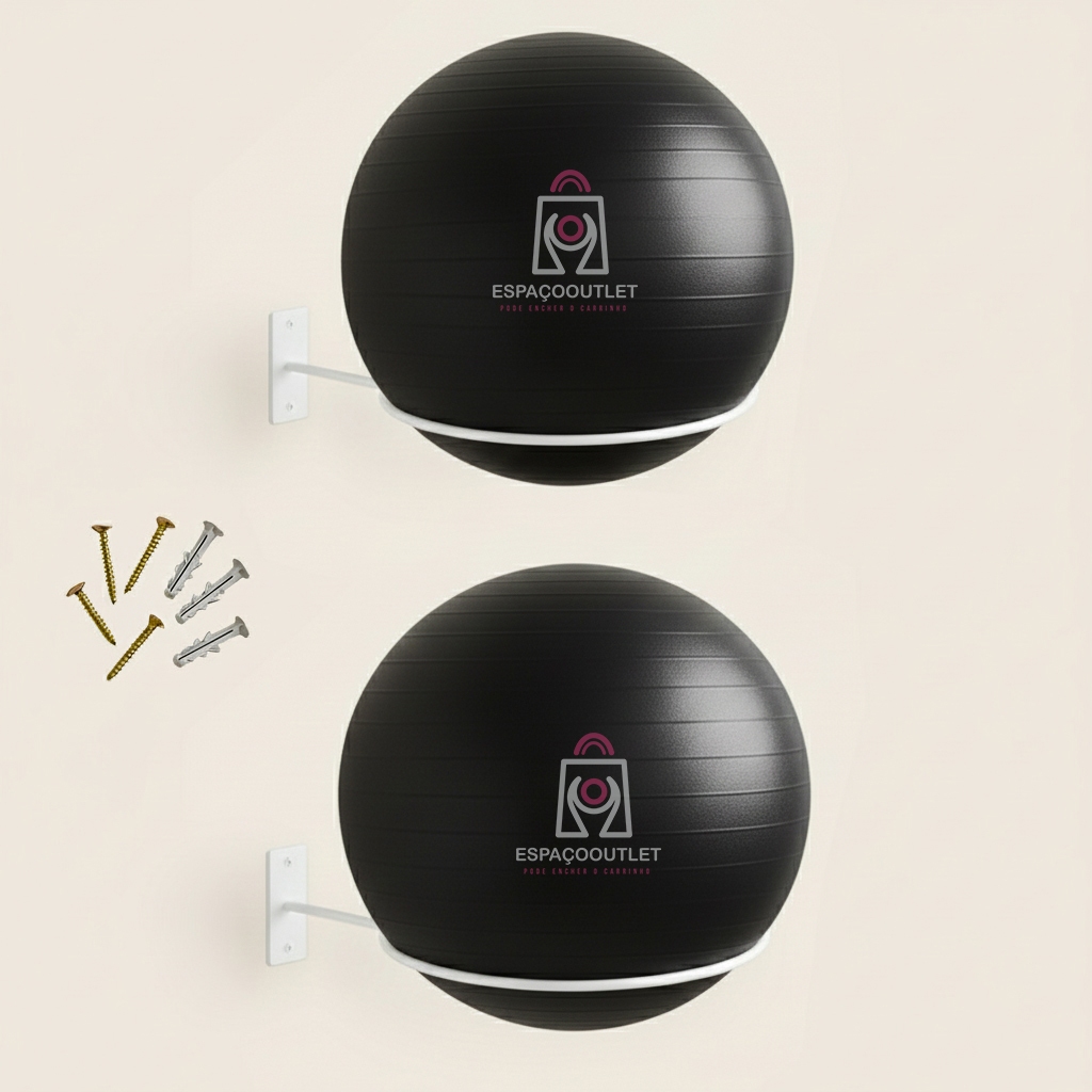 Kit 02 Suporte Bola Pilates Suiça + Parafuso E Buchas Reforçado