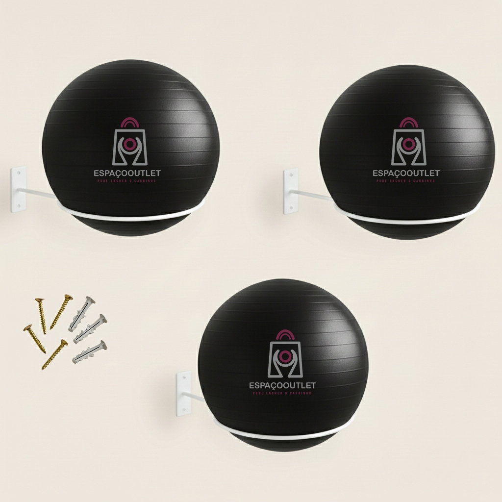 Kit 03 Suporte Bola Pilates Suiça + Parafuso E Buchas Reforçado em Oferta na Shopee