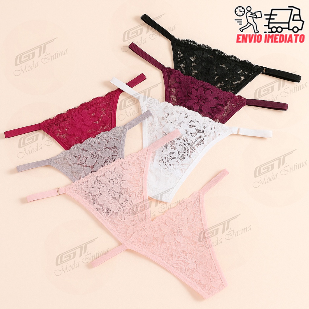 Kits Calcinhas Renda Fio Dental Regulagem Lateral Confortavel