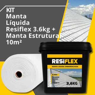 Manta Líquida RESIFLEX 3,6kg + Manta Bidim 10m² - Impermeabilização Completa para Lajes e Telhados em Oferta na Shopee