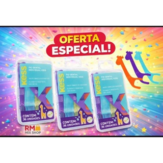 Fio Dental Infantil Individual Colorido - 108 Unidades Kess em Oferta na Shopee
