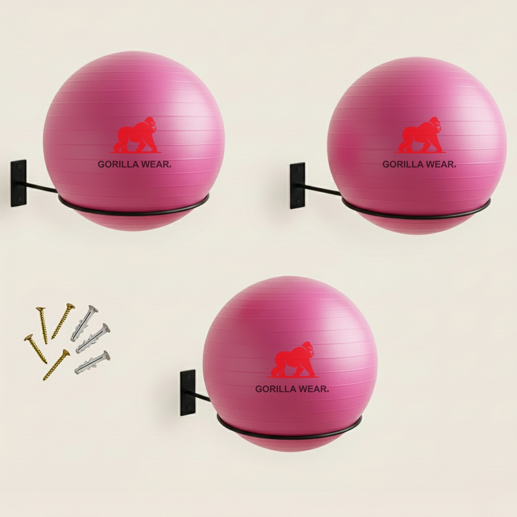 Kit 03 Suporte Bola Pilates Suiça + Parafuso E Buchas Aço Reforçado