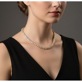 Colar Riviera banhado a ouro 18k - Gargantilha dourada - Colar com pedra