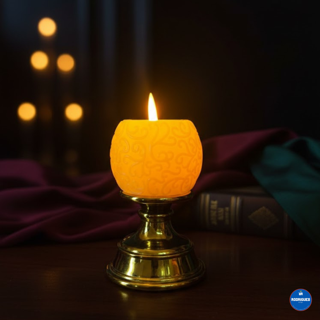 Vela de LED Castiçal Dourado Chama Viva Decorativa A Pilha em Oferta na Shopee