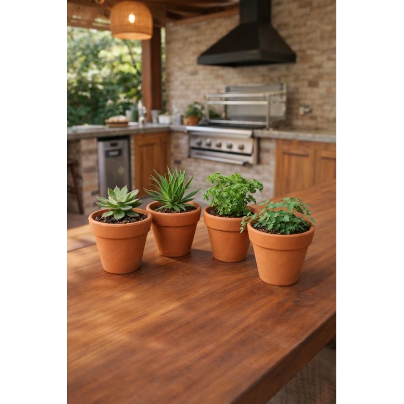 Vasos de Barro 10x11 Kit com 4 - Decore e Plante