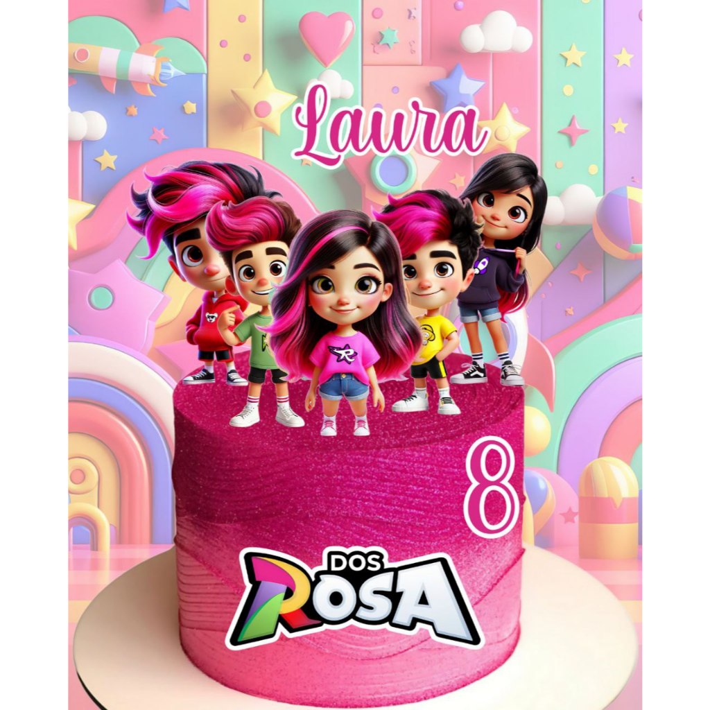 Topo de Bolo Personalizado Dos Rosa Hemilly Vick Plaquinha Para Bolo Cake em Oferta na Shopee