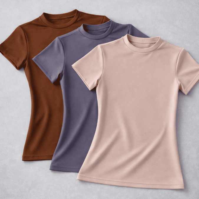 Kit 3 Blusas Feminina Suplex Camiseta Baby Tee Manga Curta Básica Babylook Cores Tendencia 2025