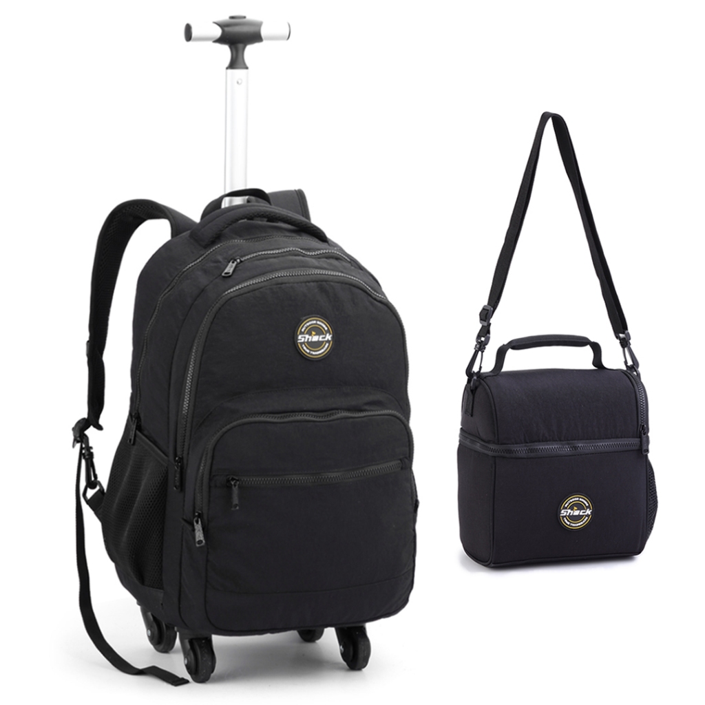 Kit Mochila Rodinhas 360° Shock Escolar Juvenil Grande Com Lancheira