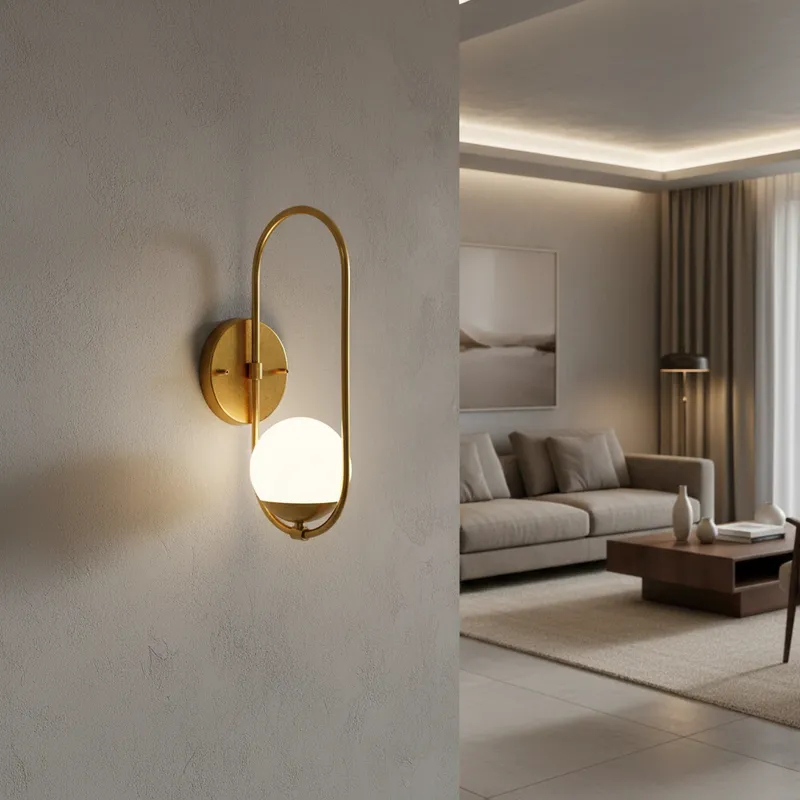 Arandela luminária de Parede Oval alumínio bivolt Com Vidro Globo fosco 12cm decorativa casa sala quarto cabeceira cama
