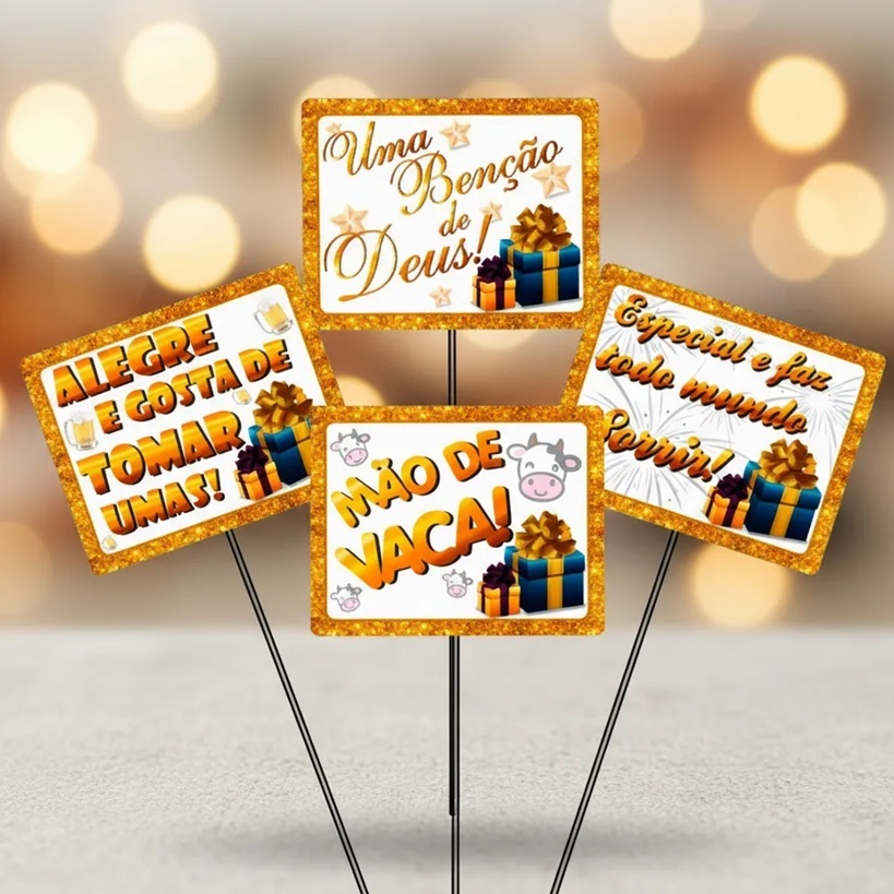 Placas Divertidas Amigo Oculto - Kit 10 Unidades