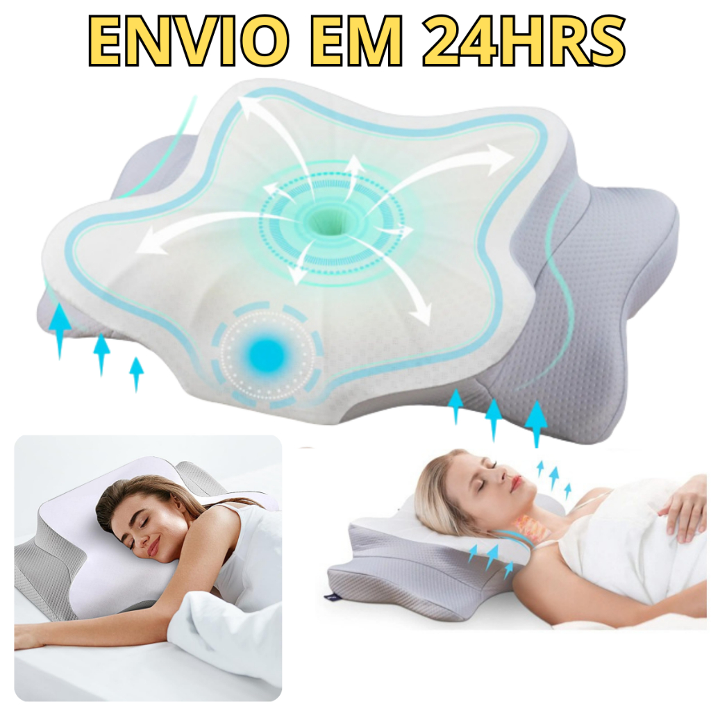 Travesseiro Cervical Ortopédico NASA com Carvão Ativado Espuma Viscoelástica Anti-ronco e Apneia