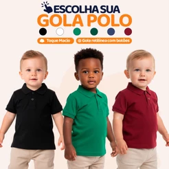 Camisa Polo Bebe Menino Infantil Estilo Casual de algodão Basico nos tamanhos 2 ao 10 Camisa Social Polo L14
