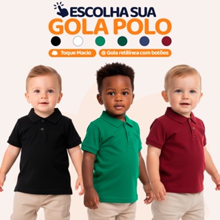 Camisa Polo Bebe Menino Infantil Estilo Casual de algodão Basico nos tamanhos 2 ao 10 em Oferta na Shopee