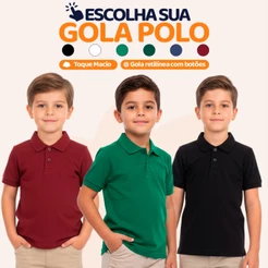 Camisa Polo Menino Infantil Estilo Casual de algodão, nos tamanhos 2 ao 10 Camisa Social Polo L14
