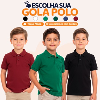 Camisa Polo Menino Infantil Estilo Casual de algodão, nos tamanhos 2 ao 10 em Oferta na Shopee